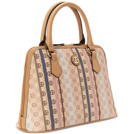 Budget ๐ Giani Bernini Signature Stripe Dome Faux Leather Satchel, Created For Macy's Taupe Multi ๐ 4 Budget ๐ Giani Bernini Signature Stripe Dome Faux Leather Satchel, Created For Macy's Taupe Multi ๐ - Image 4