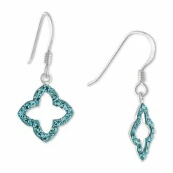 Coupon 🥰 Giani Bernini Aqua Crystal Quatrefoil Drop Earrings In Sterling Silver, Created For Macy's 🔔