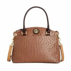 Wholesale 🎁 Giani Bernini Faux Ostrich Mini Satchel, Created For Macy's Mocha/gold 🎁