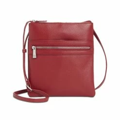 Brand new 👏 Giani Bernini Triple-Zip Pebble Leather Dasher Crossbody, Created For Macy's Red/silver 🥰