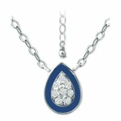 Promo 🎉 Giani Bernini Cubic Zirconia & Enamel Teardrop Pendant Necklace In Sterling Silver, 16 + 2 Extender, Created For Macy's ⭐