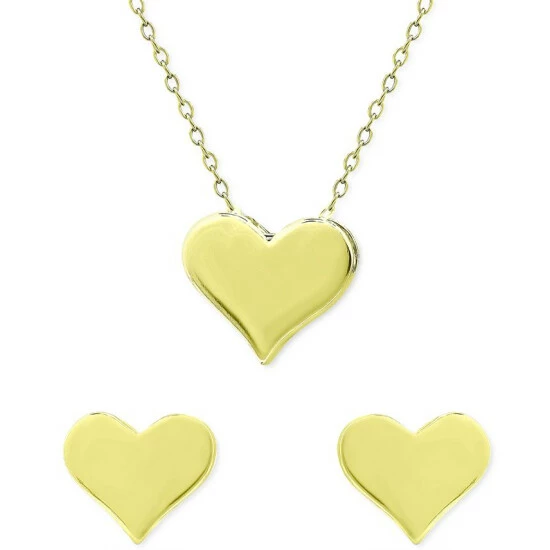 Discount 🎉 Giani Bernini 2-Pc. Set Polished Heart Pendant Necklace & Matching Stud Earrings, Created For Macy's Gold Over Silver ❤️ 1 Discount 🎉 Giani Bernini 2-Pc. Set Polished Heart Pendant Necklace & Matching Stud Earrings, Created For Macy's Gold Over Silver ❤️