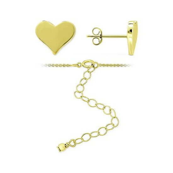Discount 🎉 Giani Bernini 2-Pc. Set Polished Heart Pendant Necklace & Matching Stud Earrings, Created For Macy's Gold Over Silver ❤️ 3 Discount 🎉 Giani Bernini 2-Pc. Set Polished Heart Pendant Necklace & Matching Stud Earrings, Created For Macy's Gold Over Silver ❤️ - Image 3