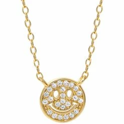 Budget 😍 Giani Bernini Cubic Zirconia Smiley 18 Pendant Necklace In 18k Gold-Plated Sterling Silver, Created For Macy's Gold Over Sterling Silver 💯