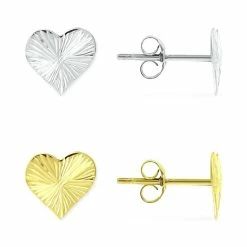 Deals 😍 Giani Bernini 2-Pc. Set Textured Heart Stud Earrings In Sterling Silver & 18k Gold-Plate, Created For Macy's Gold Over Silver 🎁