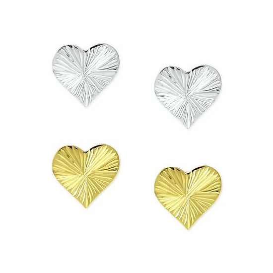 Deals ๐ Giani Bernini 2-Pc. Set Textured Heart Stud Earrings In Sterling Silver & 18k Gold-Plate, Created For Macy's Gold Over Silver ๐ 3 Deals ๐ Giani Bernini 2-Pc. Set Textured Heart Stud Earrings In Sterling Silver & 18k Gold-Plate, Created For Macy's Gold Over Silver ๐ - Image 3