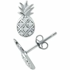 Coupon 😉 Giani Bernini Cubic Zirconia Pineapple Stud Earrings In Sterling Silver, Created For Macy's ⭐