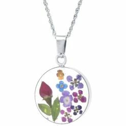 Brand new ๐ Giani Bernini Medium Round Dried Flower Medal Pendant With 18 Chain In Sterling Silver. Available In Multi Or Blue Multi โญ