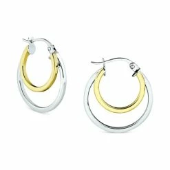 Budget 👍 Giani Bernini Double Hoop Earrings In Sterling Silver & 18k Gold-Plate, Created For Macy's Gold Over Silver ⌛