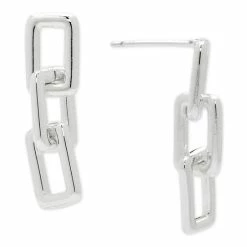 Outlet 😍 Giani Bernini Polished Rectangle Chain Link Drop Earrings In Sterling Silver, Created For Macy's ✨