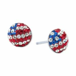 Cheapest 🌟 Giani Bernini Cubic Zirconia Red, White, & Blue Stud Earrings In Sterling Silver, Created For Macy's 🛒
