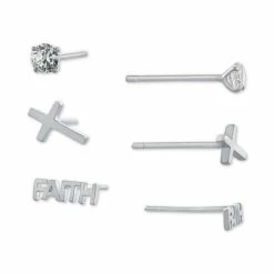 Best deal ๐ Giani Bernini 3-Pc. Set Cubic Zirconia & Faith-Themed Stud Earrings In Sterling Silver, Created For Macy's ๐