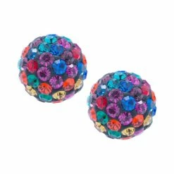 Promo ⌛ Giani Bernini Crystal 8mm Pave Earrings In Sterling Silver. Available In Clear, Blue, Light Blue Or Multi 👏