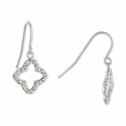 Hot Sale 😉 Giani Bernini Crystal Quatrefoil Drop Earrings In Sterling Silver, Created For Macy's 🛒