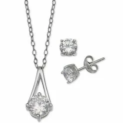 Flash Sale 😍 Giani Bernini 2-Pc. Set Cubic Zirconia Pendant Necklace And Stud Earrings In Sterling Silver, Created For Macy's 🔔