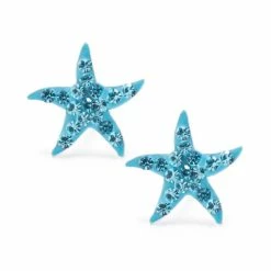 Best Pirce ⭐ Giani Bernini Light Aqua Pave Crystal Starfish Stud Earrings Set In Sterling Silver 💯