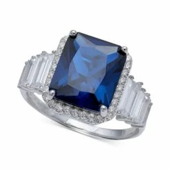 Promo 👏 Giani Bernini Cubic Zirconia Blue Statement Ring In Sterling Silver 🛒