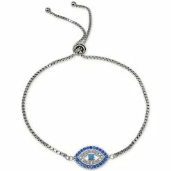 Best Sale ๐ฏ Giani Bernini Cubic Zirconia Evil Eye Bolo Bracelet In Sterling Silver, Created For Macy's ๐