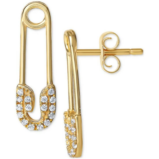 Discount ๐ Giani Bernini Cubic Zirconia Safety Pin Drop Earrings In 14k Gold Sterling Silver, Created For Macy's Gold Over Silver โ 1 Discount ๐ Giani Bernini Cubic Zirconia Safety Pin Drop Earrings In 14k Gold Sterling Silver, Created For Macy's Gold Over Silver โ