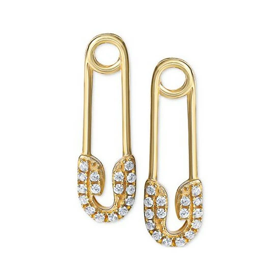 Discount ๐ Giani Bernini Cubic Zirconia Safety Pin Drop Earrings In 14k Gold Sterling Silver, Created For Macy's Gold Over Silver โ 3 Discount ๐ Giani Bernini Cubic Zirconia Safety Pin Drop Earrings In 14k Gold Sterling Silver, Created For Macy's Gold Over Silver โ - Image 3