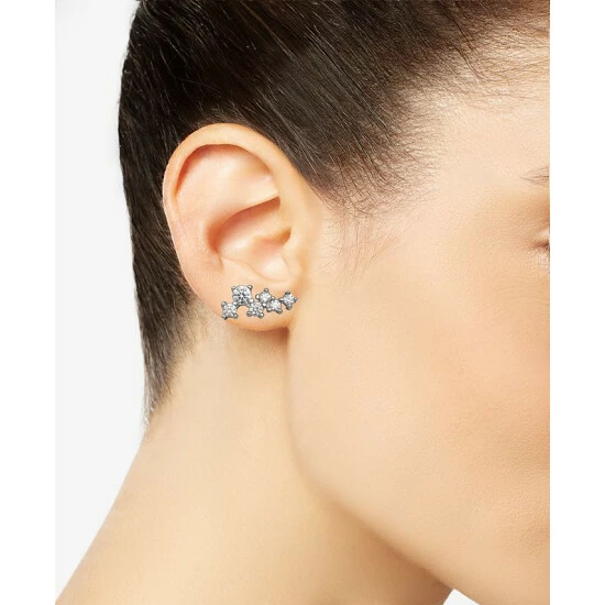 Promo 🤩 Giani Bernini Cubic Zirconia Horizontal Cluster Stud Earrings In Sterling Silver, Created For Macy's 🧨 2 Promo 🤩 Giani Bernini Cubic Zirconia Horizontal Cluster Stud Earrings In Sterling Silver, Created For Macy's 🧨 - Image 2