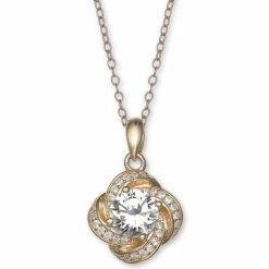Budget ๐ Giani Bernini Cubic Zirconia Love Knot Pendant Necklace, 18 + 2 Extender, Created For Macy's Rose Gold โ