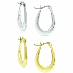 Budget 🌟 Giani Bernini 2-Pc. Set Polished Oval Hoop Earrings In Sterling Silver & 18k Gold-Plate, Created For Macy's Two-tone ⌛