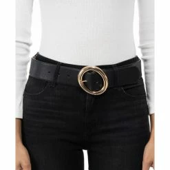 Deals 🤩 Giani Bernini 👩 Women's Oval Buckle Stretch Pant Belt Black 💯