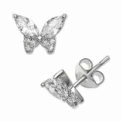 Promo 💯 Giani Bernini Cubic Zirconia Butterfly Stud Earrings In Sterling Silver, Created For Macy's 😍