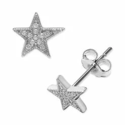 Hot Sale ⌛ Giani Bernini Cubic Zirconia Star Stud Earrings In Sterling Silver, Created For Macy's 😀