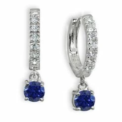 Promo 🔥 Giani Bernini Color Cubic Zirconia Dangle Drop Huggie Hoop Earring In Sterling Silver Light Blue 🧨