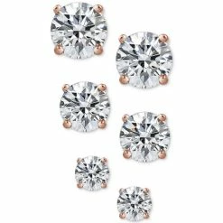 Promo 🔥 Giani Bernini 3-Pc. Cubic Zirconia Sterling Silver Stud Earrings In 18k Rose Gold-Plated, 18k Gold-Plated And Sterling Silver, Created For Macy's 🥰