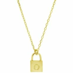 Deals 🎁 Giani Bernini Initial Padlock 18 Pendant Necklace In 18k Gold-Plated Sterling Silver, Created For Macy's 😉