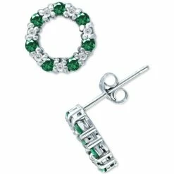 Budget 🔔 Giani Bernini Lab-Created Ruby (1/2 Ct. T.w.) & Cubic Zirconia Circle Stud Earrings In Sterling Silver (Also In Lab-Created Green Quartz), Created For Macy's ❤️