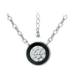 Brand new 😉 Giani Bernini Cubic Zirconia & Enamel Circle Pendant Necklace In Sterling Silver, 16 + 2 Extender, Created For Macy's Black 💯