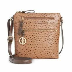 Best deal ๐ Giani Bernini Embossed Faux Ostrich Crossbody, Created For Macy's Mocha/gold ๐ฅฐ
