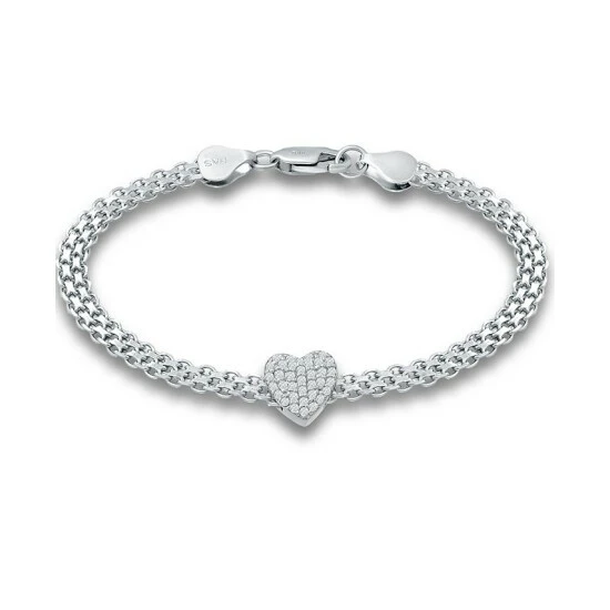 Coupon 😍 Giani Bernini Cubic Zirconia Heart Bismark Chain Bracelet, Created For Macy's White 🥰 1 Coupon 😍 Giani Bernini Cubic Zirconia Heart Bismark Chain Bracelet, Created For Macy's White 🥰