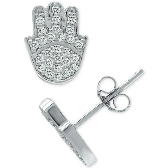 Hot Sale ๐งจ Giani Bernini Cubic Zirconia Hamsa Hand Stud Earrings In Sterling Silver, Created For Macy's ๐ 1 Hot Sale ๐งจ Giani Bernini Cubic Zirconia Hamsa Hand Stud Earrings In Sterling Silver, Created For Macy's ๐