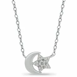 Best deal ๐ Giani Bernini Cubic Zirconia Moon & Star Pendant Necklace In Sterling Silver, 16 + 2 Extender, Created For Macy's โญ