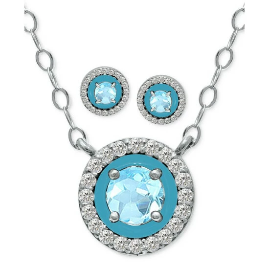 Outlet 🎁 Giani Bernini 2-Pc. Set Blue Topaz, Cubic Zirconia & Enamel Pendant Necklace & Matching Stud Earrings (Also In Amethyst, Lab-Created Ruby, & Lab-Created Opal), Created For Macy's Blue Topaz/ Turquoise 🛒 1 Outlet 🎁 Giani Bernini 2-Pc. Set Blue Topaz, Cubic Zirconia & Enamel Pendant Necklace & Matching Stud Earrings (Also In Amethyst, Lab-Created Ruby, & Lab-Created Opal), Created For Macy's Blue Topaz/ Turquoise 🛒
