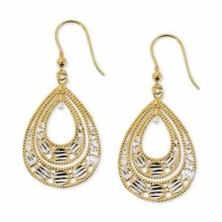 Flash Sale 🛒 Giani Bernini Openwork Teardrop Drop Earrings In Sterling Silver & 18k Gold-Plate, Created For Macy's Gold Over Silver 🎉