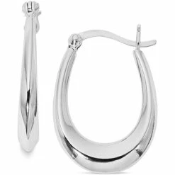 New 😀 Giani Bernini Polished Small Oval Hoop Earrings In Sterling Silver, Created For Macy's ⭐