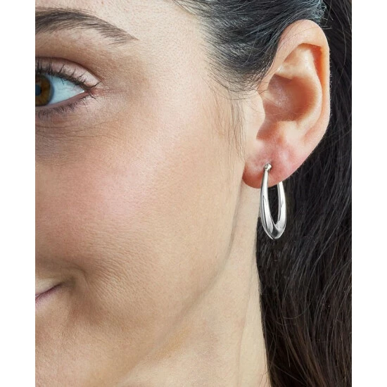 New ๐ Giani Bernini Polished Small Oval Hoop Earrings In Sterling Silver, Created For Macy's โญ 2 New ๐ Giani Bernini Polished Small Oval Hoop Earrings In Sterling Silver, Created For Macy's โญ - Image 2