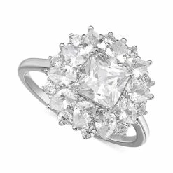 Outlet 👍 Giani Bernini Cubic Zirconia Princess Flower Statement Ring In Sterling Silver, Created For Macy's ✨