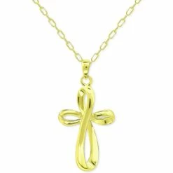 Outlet ✔️ Giani Bernini Infinity Cross Pendant Necklace, 16 + 2 Extender, Created For Macy's Gold Over Silver ✔️