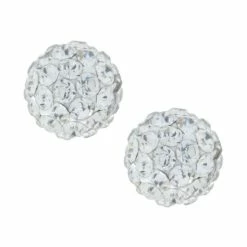 Budget 😍 Giani Bernini Crystal 6mm Pave Stud Earrings In Sterling Silver. Available In Clear, Blue Or Red ⌛