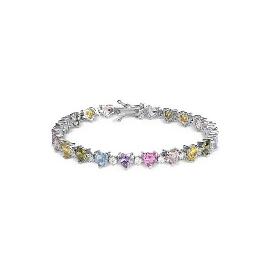Buy ๐ Giani Bernini Multicolor Cubic Zirconia Heart Link Bracelet In Sterling Silver, Created For Macy's ๐ 3 Buy ๐ Giani Bernini Multicolor Cubic Zirconia Heart Link Bracelet In Sterling Silver, Created For Macy's ๐ - Image 3