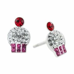 New ❤️ Giani Bernini Crystal Cupcake Stud Earrings In Sterling Silver, Created For Macy's Multi 😍