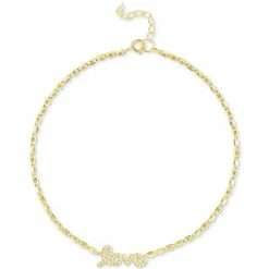 Outlet ⌛ Giani Bernini Cubic Zirconia Love Script Ankle Bracelet In 18k Gold-Plated Sterling Silver, Created For Macy's 🔥