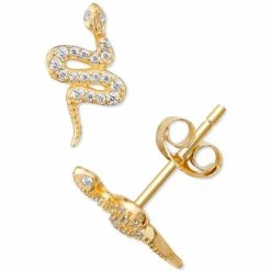 Budget 🛒 Giani Bernini Cubic Zirconia Snake Stud Earrings, Created For Macy's Gold ✨